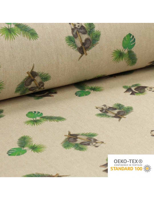 Tissu ameublement coton imprimé OEKO-TEX beige
