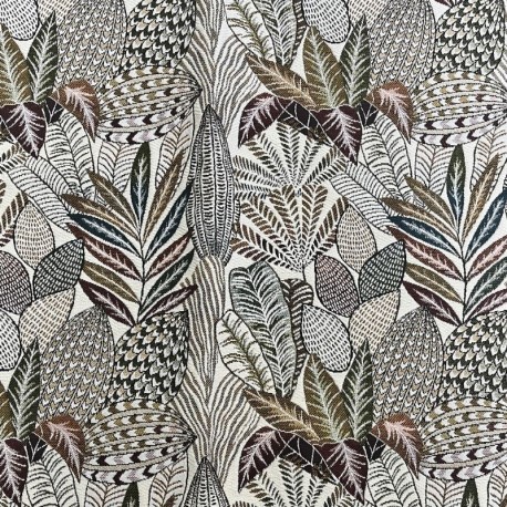 Coupon 3m Tissu Jacquard Imprimé Egypte Blanc 
