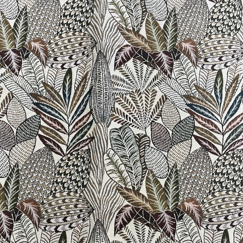 Coupon 3m Tissu Jacquard Imprimé Egypte Blanc 