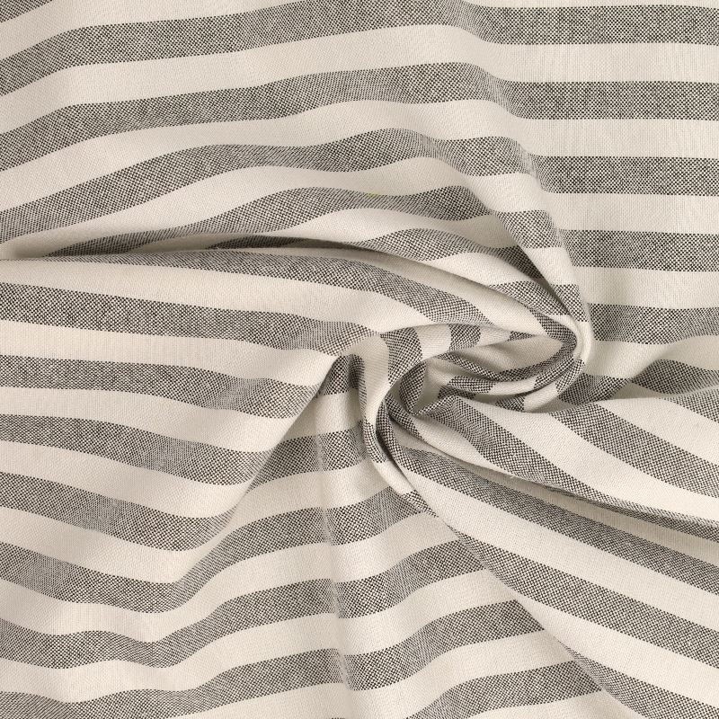 Coupon 3m Tissu Chemise Coton lin Grande Rayure Gris 