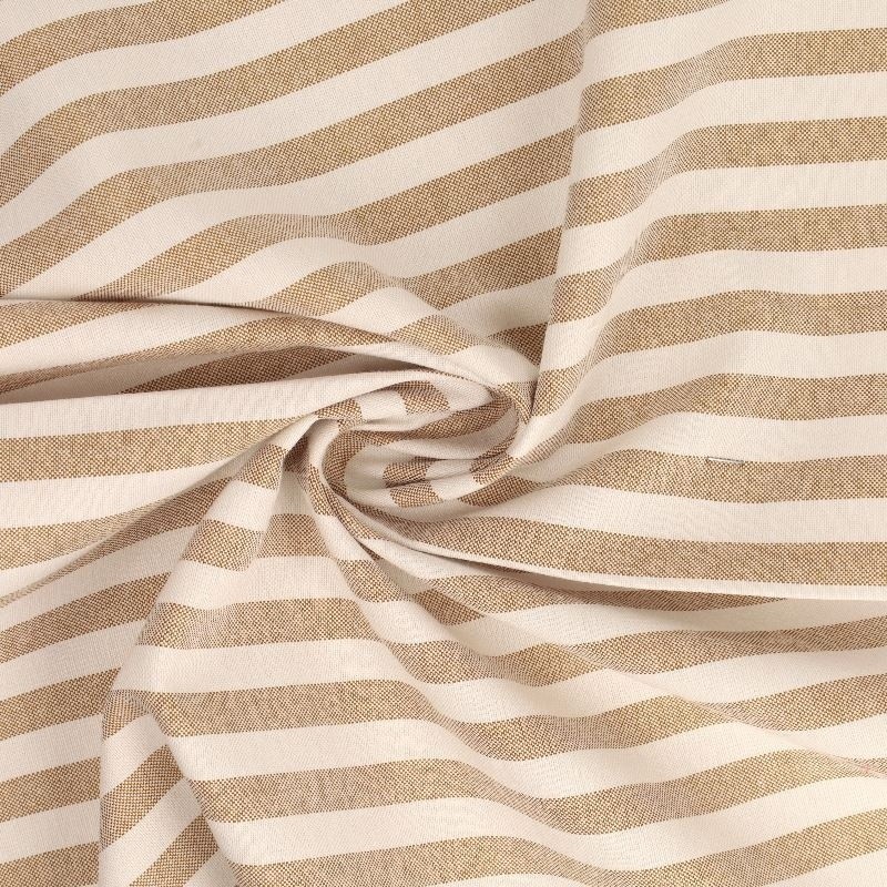 Coupon 3m Tissu Chemise Coton lin Grande Rayure Beige 