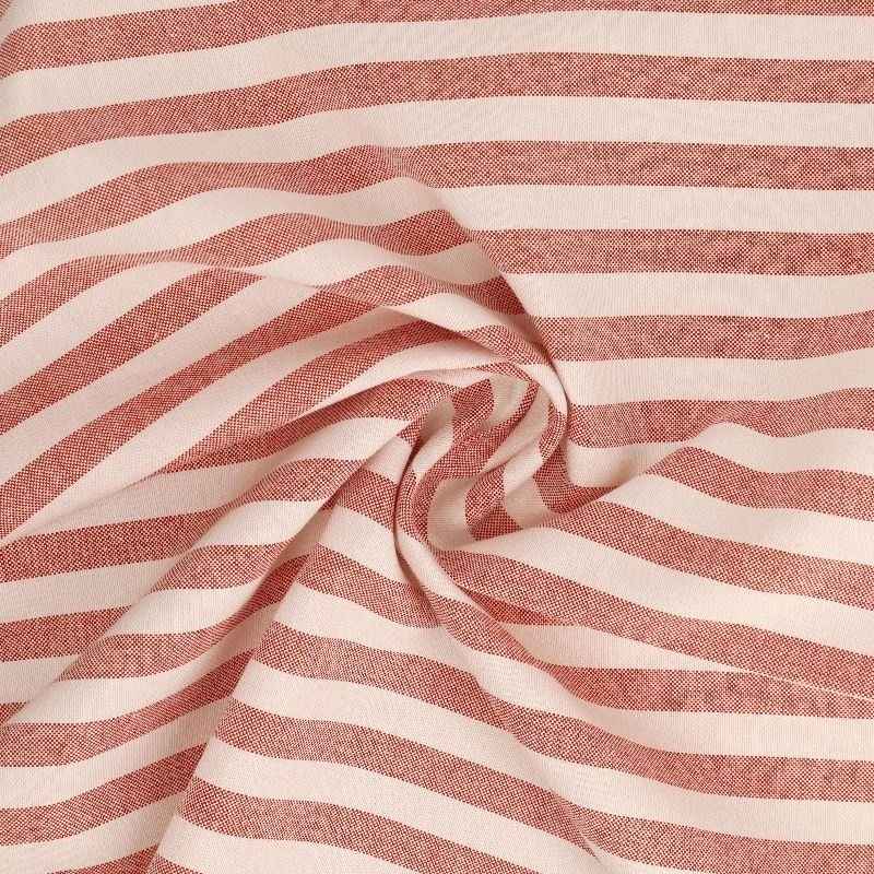 Coupon 3m Tissu Chemise Coton lin Grande Rayure Rouille 