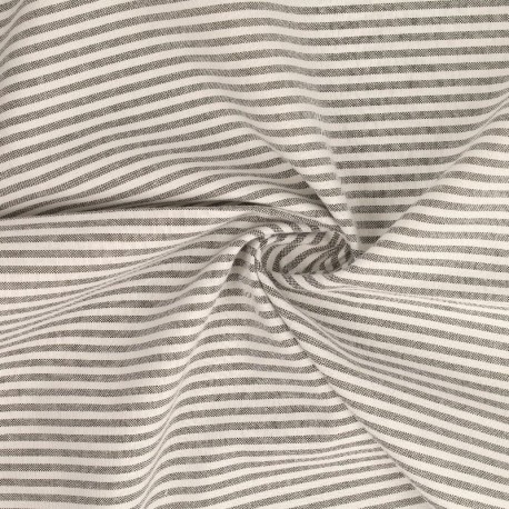 Coupon 3m Tissu Chemise Coton lin Fine Rayure Gris 