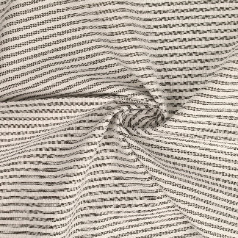 Coupon 3m Tissu Chemise Coton lin Fine Rayure Gris 