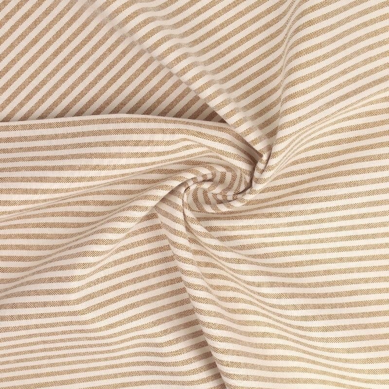 Coupon 3m Tissu Chemise Coton lin Fine Rayure Beige 