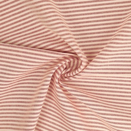 Coupon 3m Tissu Chemise Coton lin Fine Rayure Rouille