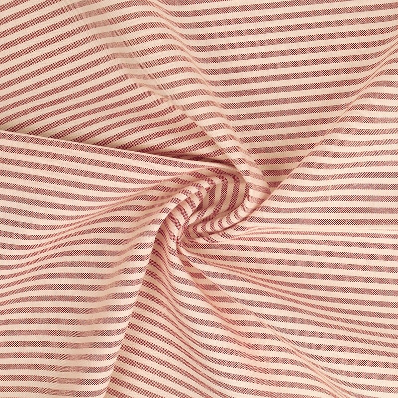 Coupon 3m Tissu Chemise Coton lin Fine Rayure Rouille