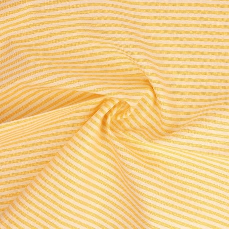 Coupon 3m Tissu Chemise Coton lin Fine Rayure Jaune