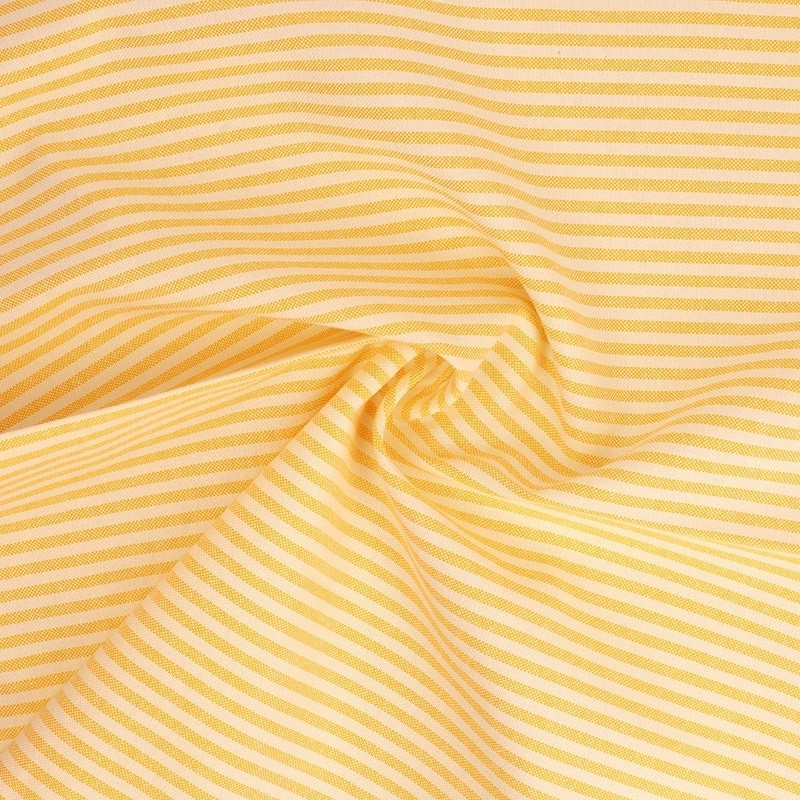 Coupon 3m Tissu Chemise Coton lin Fine Rayure Jaune