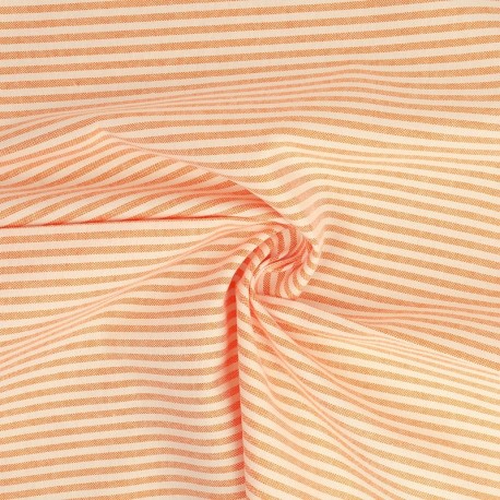 Coupon 3m Tissu Chemise Coton lin Fine Rayure Orange 