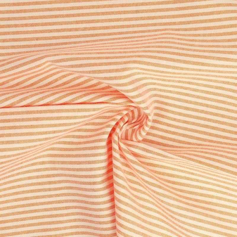 Coupon 3m Tissu Chemise Coton lin Fine Rayure Orange 