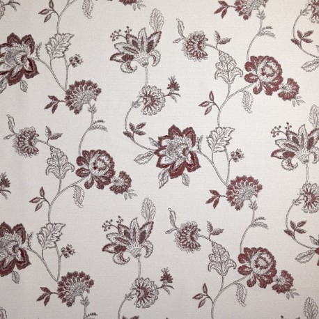 Coupon 3m Tissu Jacquard Mina Floral Bordeaux 