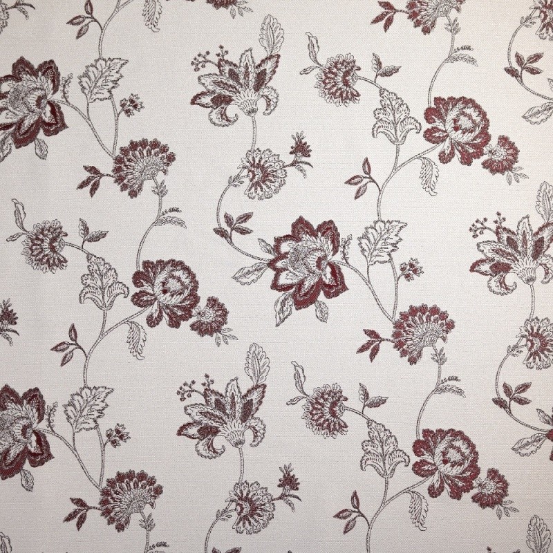 Coupon 3m Tissu Jacquard Mina Floral Bordeaux 