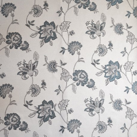 Coupon 3m Tissu Jacquard Mina Floral Bleu 