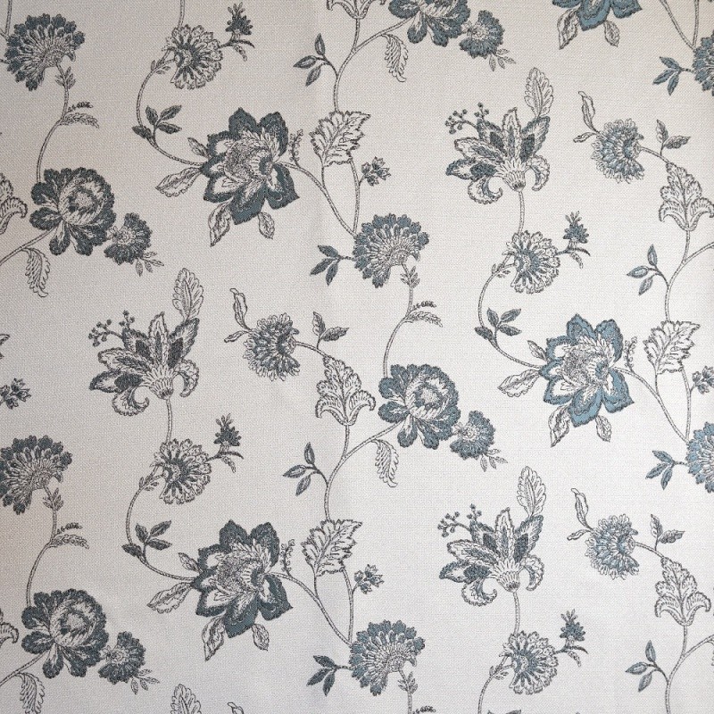 Coupon 3m Tissu Jacquard Mina Floral Bleu 