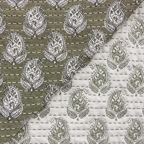 Coupon 3m Tissu Jacquard Bombay Sauge