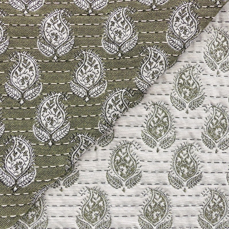 Coupon 3m Tissu Jacquard Bombay Sauge