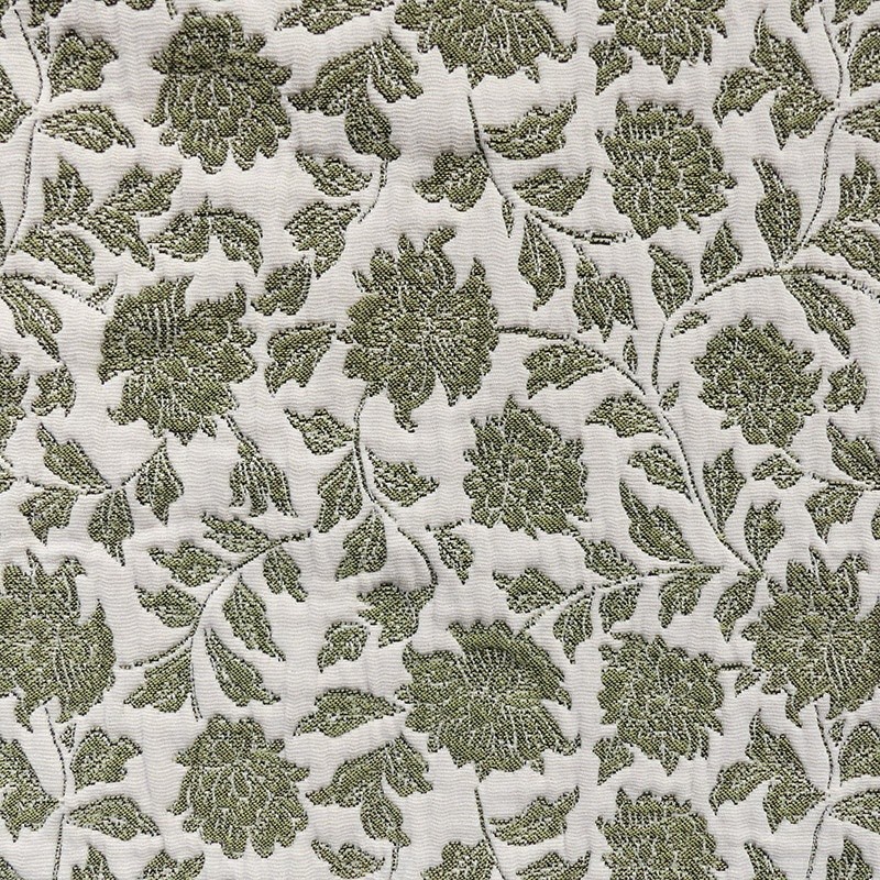 Coupon 3m Tissu Jacquard Deepsi Blanc et Kaki