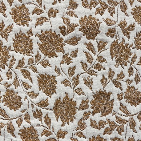 Coupon 3m Tissu Jacquard Deepsi Blanc et ocre