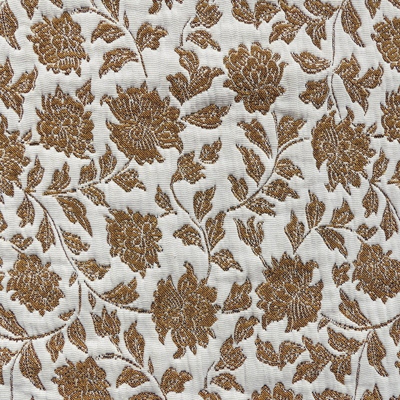 Coupon 3m Tissu Jacquard Deepsi Blanc et ocre