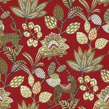 Coupon 3m Tissu Jacquard Soliman Rouge