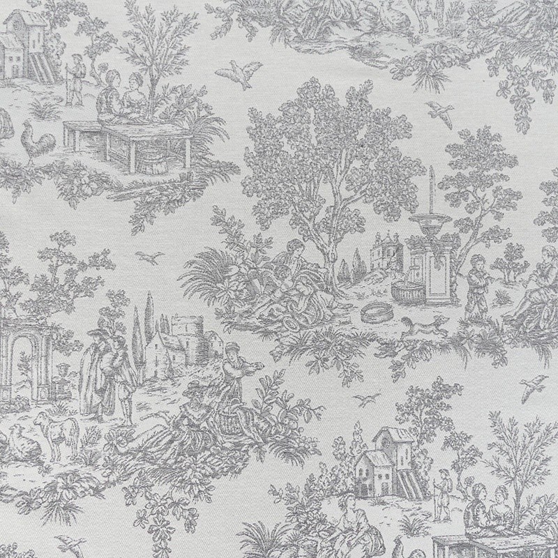 Coupon 3m Toile de Jouy Baden Gris 