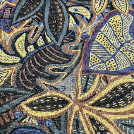 Coupon 3m Tissu Jacquard Painted Leaf Art 