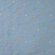Coupon 3m Tissu Jean Fin Brodé Fleurs Multico 