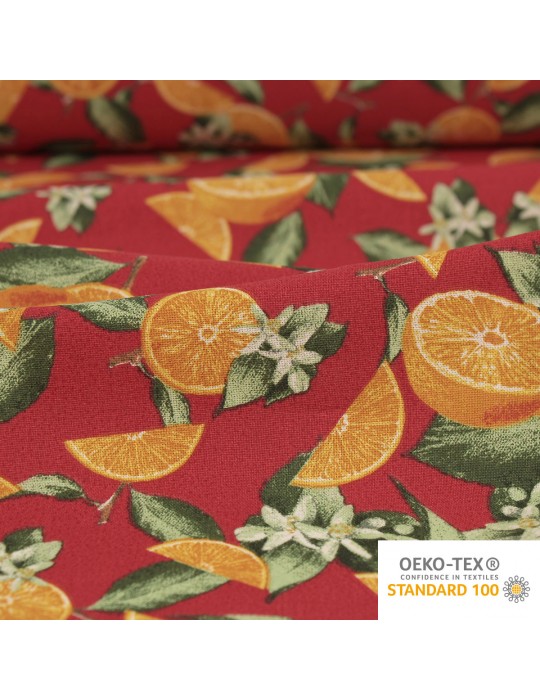 Tissu coton imprimé orange
