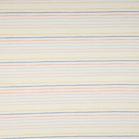 Coupon 3m Tissu Jersey Imprimé Rayure Ecru 