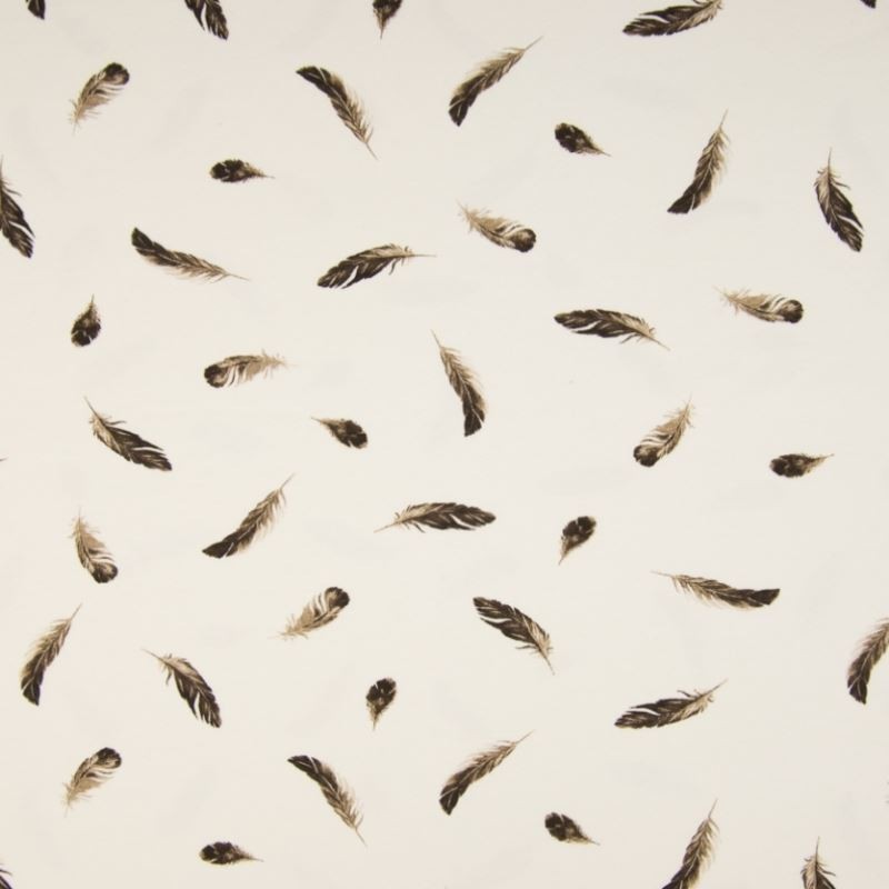 Coupon 3m Tissu Jersey Imprimé Plume Taupe