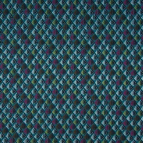 Coupon 3m Tissu Jersey Coton Bio Graphique Petrole 