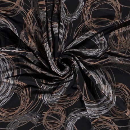 Coupon 3m Tissu Jersey Viscose Imprimé Noir