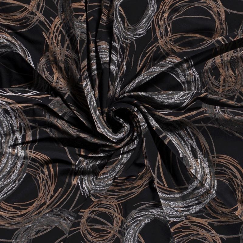 Coupon 3m Tissu Jersey Viscose Imprimé Noir