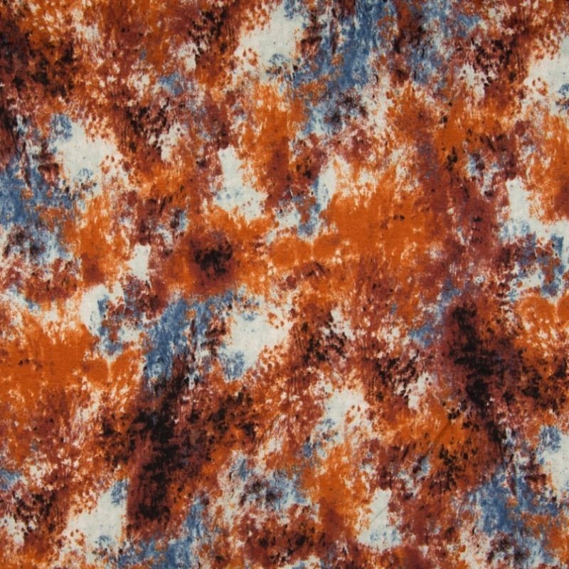 Coupon 3m Tissu Jersey Viscose Abstrait Marsala orange