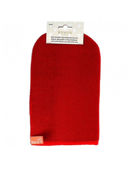 Gant velours entretien des textiles 26 x 14 cm rouge