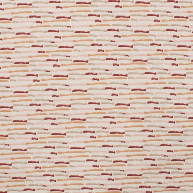 Coupon 3m Tissu Jersey Coton Stripes Terracotta Clair