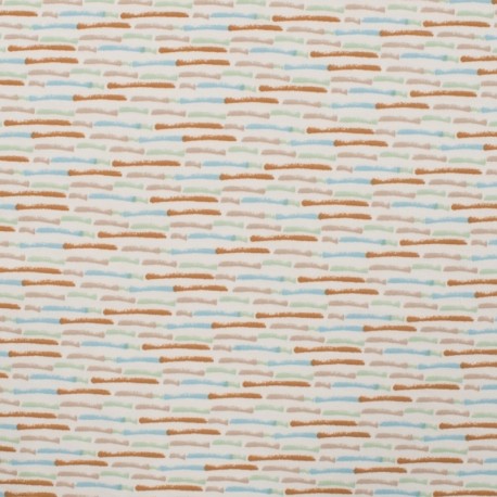 Coupon 3m Tissu Jersey Coton Stripes Bleu Menthe 