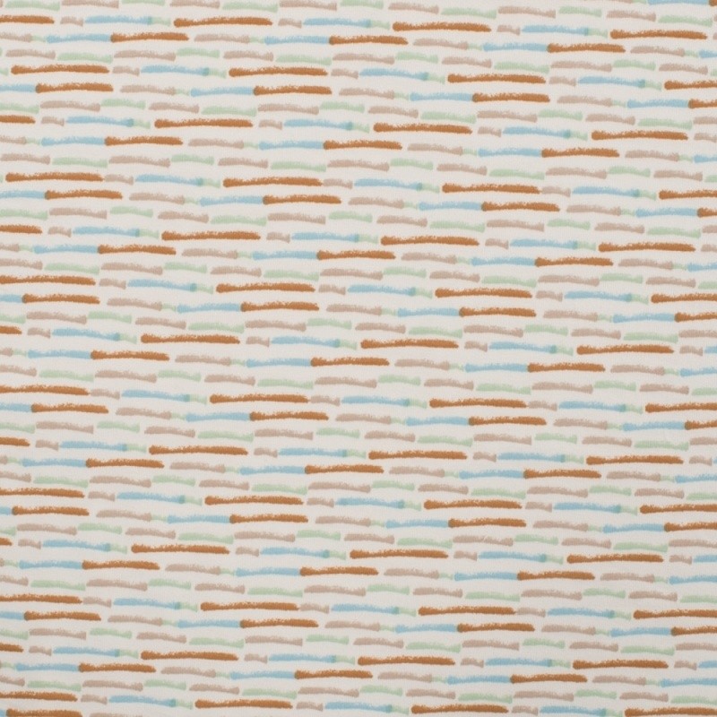 Coupon 3m Tissu Jersey Coton Stripes Bleu Menthe 