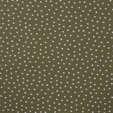 Coupon 3m Tissu Jersey Coton Hearts Kaki 