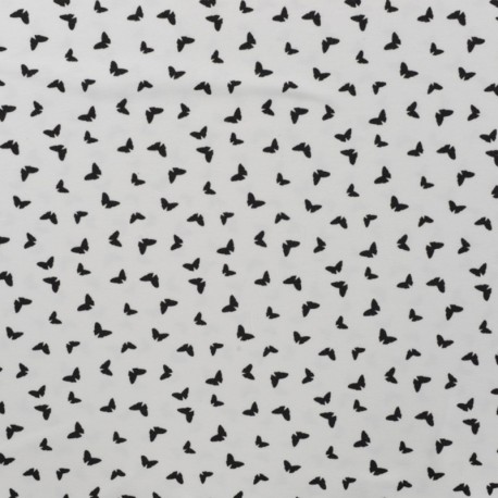 Coupon 3m Tissu Jersey Coton Butterflies Ecru