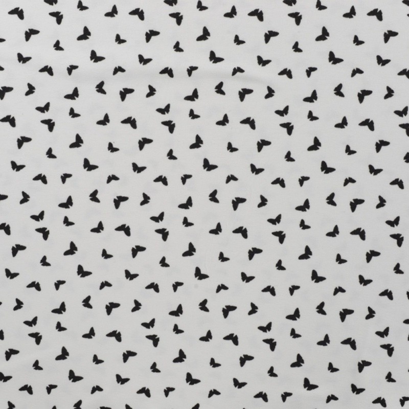 Coupon 3m Tissu Jersey Coton Butterflies Ecru