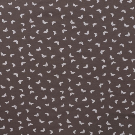 Coupon 3m Tissu Jersey Coton Butterflies Marron Glacé