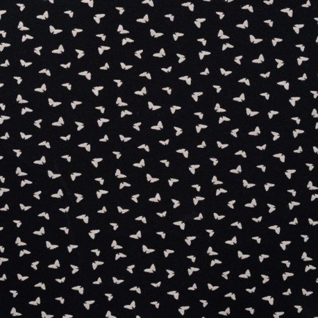 Coupon 3m Tissu Jersey Coton Butterflies Noir 
