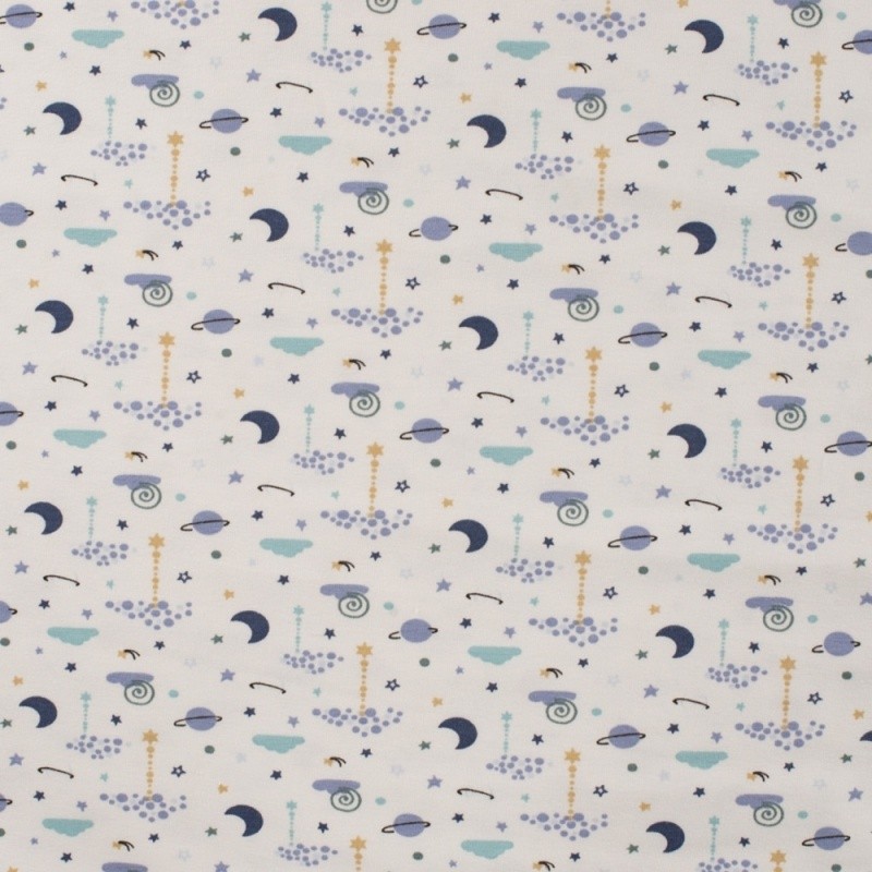 Coupon 3m Tissu Jersey Coton Sleepy Night Menthe 