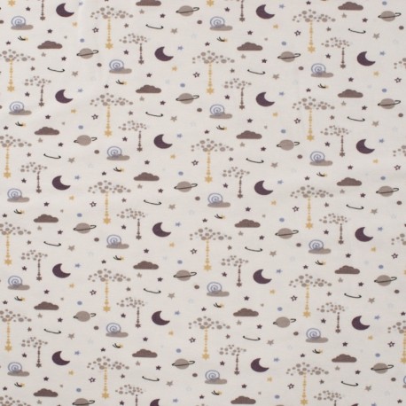 Coupon 3m Tissu Jersey Coton Sleepy Night Taupe 