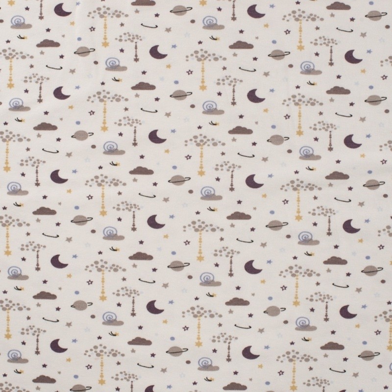Coupon 3m Tissu Jersey Coton Sleepy Night Taupe 
