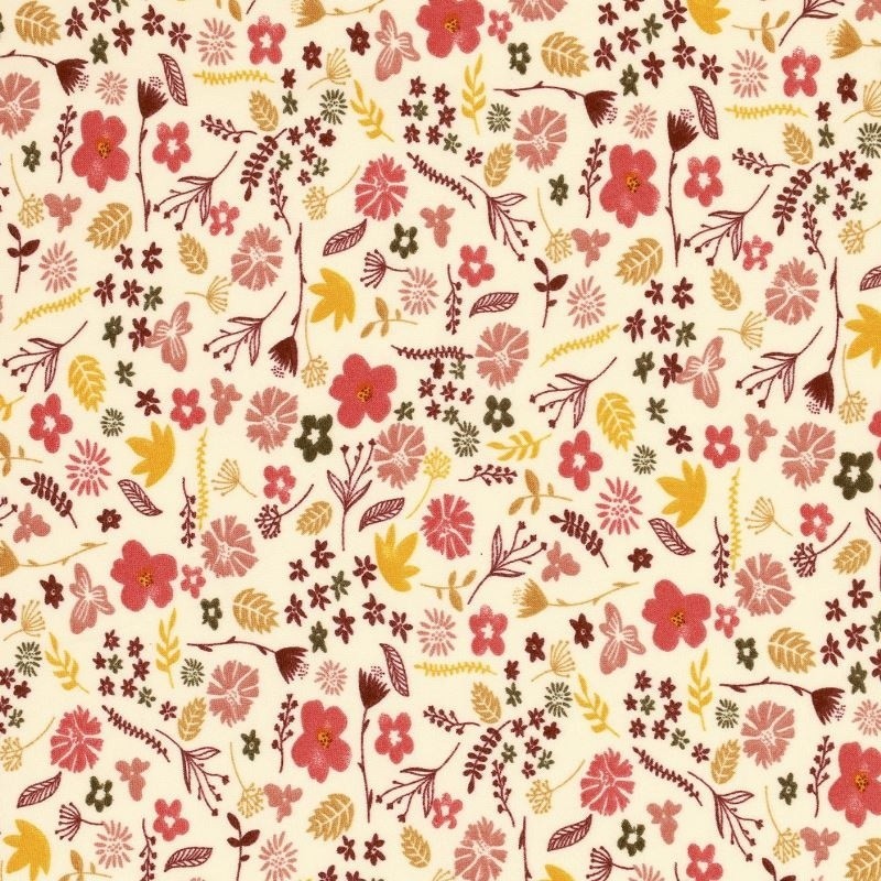Coupon 3m Tissu Jersey Imprimé Fleurs Multicolor 