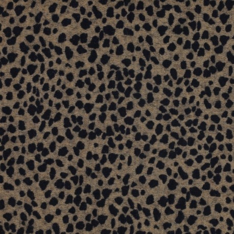 Coupon 3m Tissu Jersey Imprimé Leopard Fond Camel 