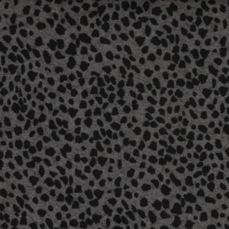 Coupon 3m Tissu Jersey Imprimé Leopard Fond Gris 
